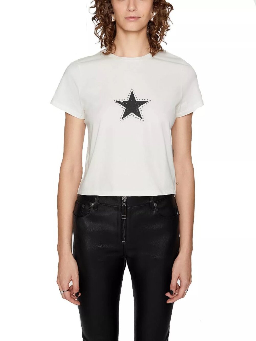 NWT New Rebecca Minkoff Carlin Crop T-Shirt In Coconut Milk Size XL
